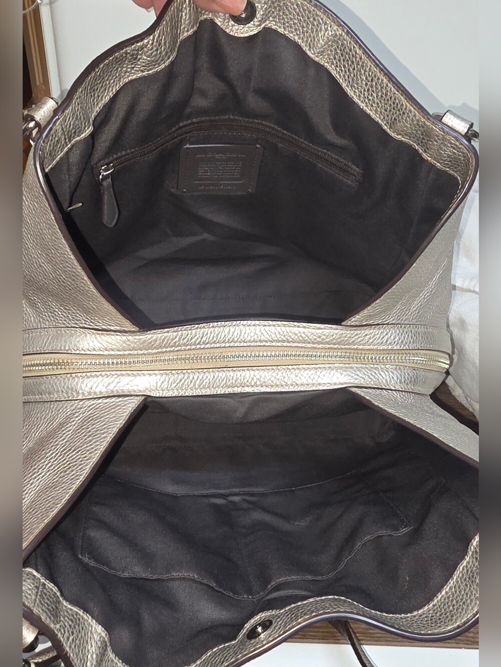 Coach F80271 Hallie Metallic Leather Shoulder Bag - Picture 13 of 15